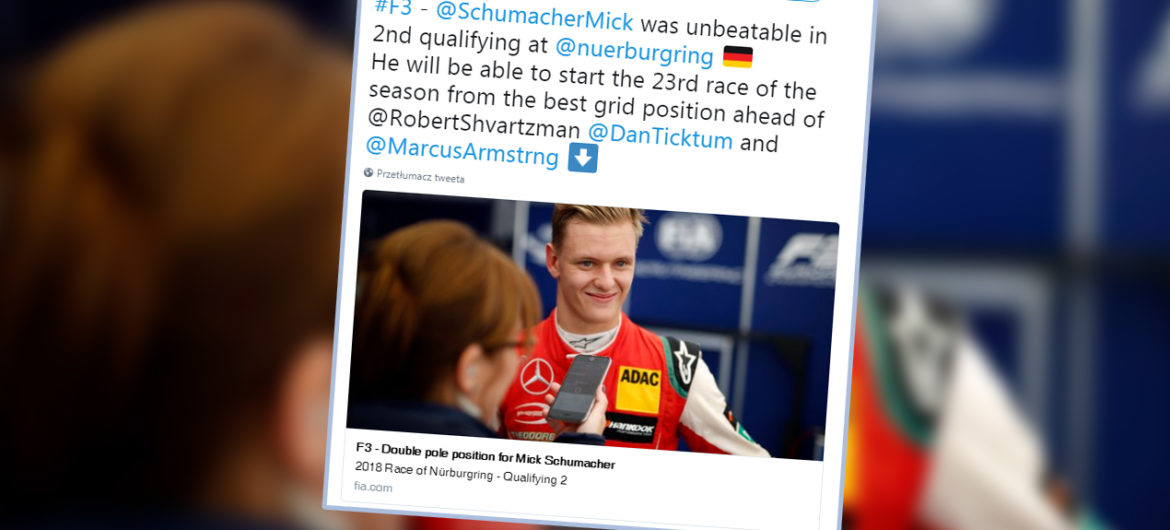 Mick Schumacher idzie w ślady ojca. Prowadził od startu do mety