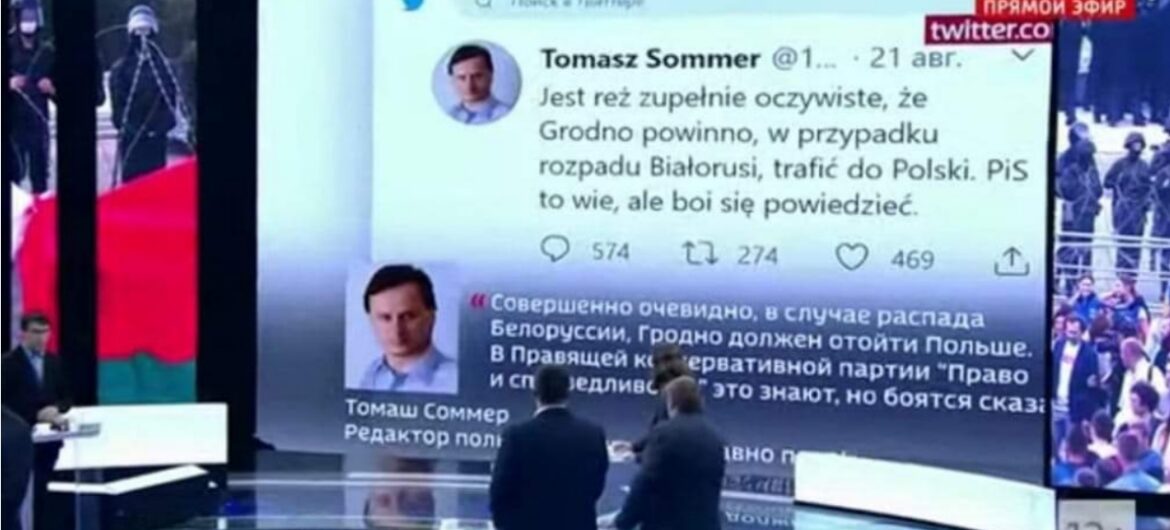 Pisał o Grodnie, które “ma trafić do Polski po rozpadzie Białorusi”. Wpisy Sommera wykorzystane przez rosyjską telewizję państwową