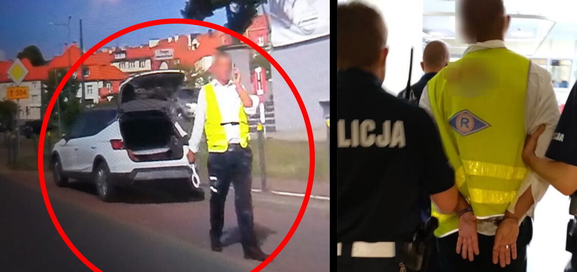 38-latek udawał policjanta drogówki i machał lizakiem. Gdy nadjechała policja, rzucił się do ucieczki