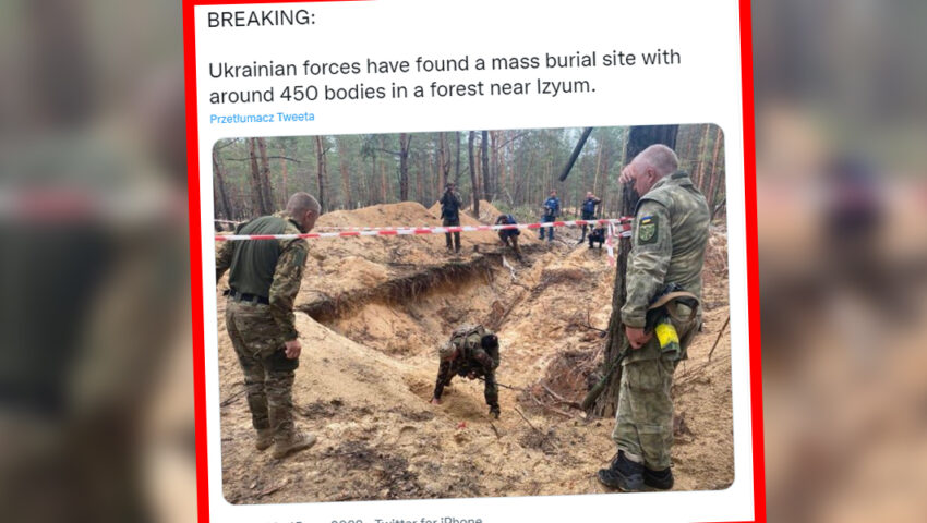 450 grobów na miejscu zbiorowego pochówku w Iziumie. Kolejna przerażająca zbrodnia orków Putina
