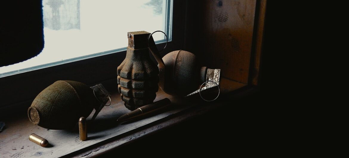 hand grenada on window