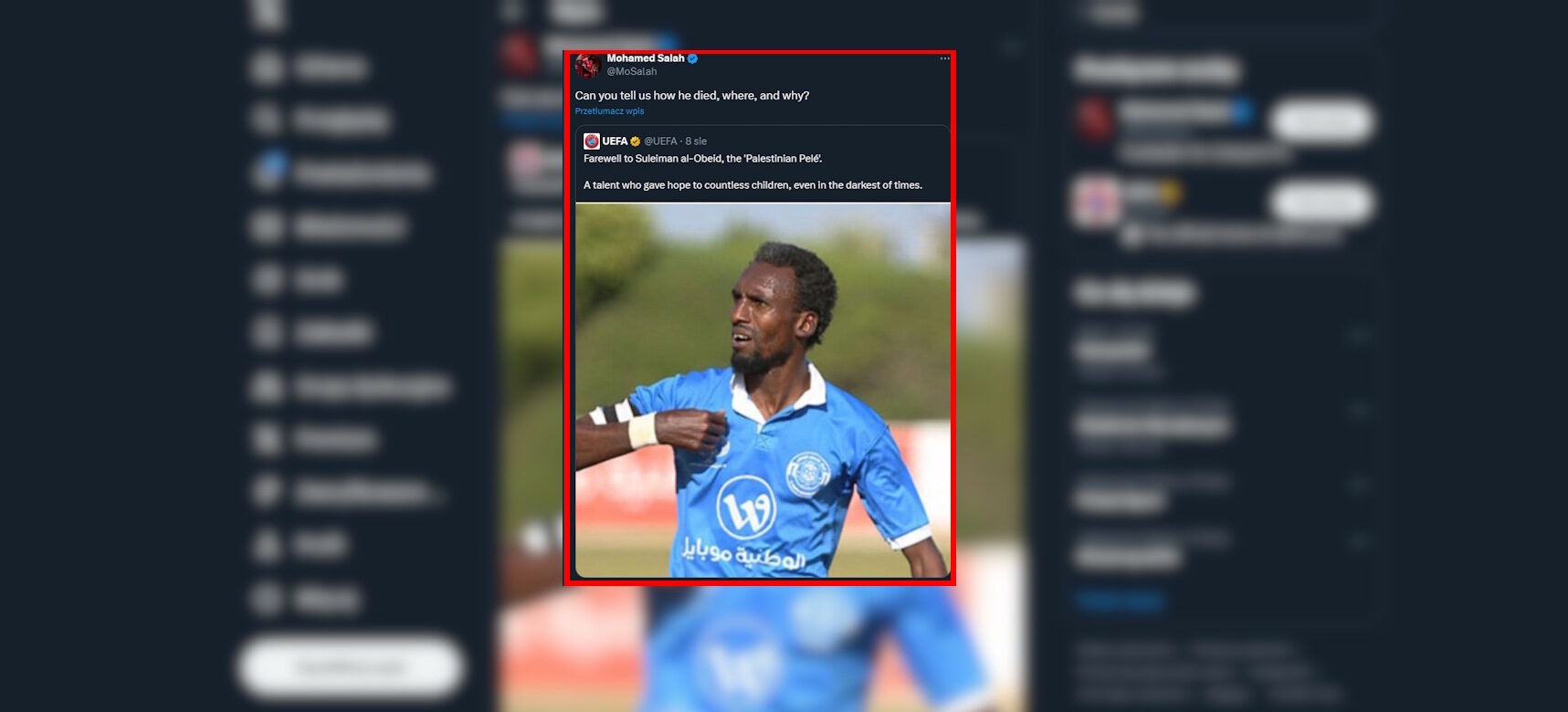 Śmierć “palestyńskiego Pelego”. UEFA ubolewa, ale…